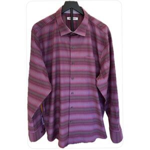 Tommy Bahama Purple Striped Long Sleeve Button-Up Shirt XL